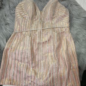 Pink sequins party mini dress